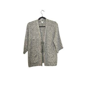 Pure Jill Womens Cardigan Sweater Size Small Petite Green Gray Lagenlook Preppy